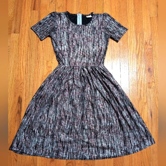 LulaRoe zip crew neck dress, metallic, women's small - Picture 1 of 13